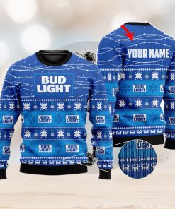 Personalized Name Bud Light Beer 3D All Over Printed Christmas Ugly Sweater Men And Women Gift