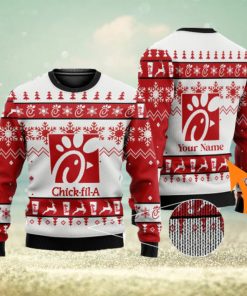 Personalized Name Chick fil A 3D All Over Printed Ugly Christmas Sweater Christmas Gift For Family