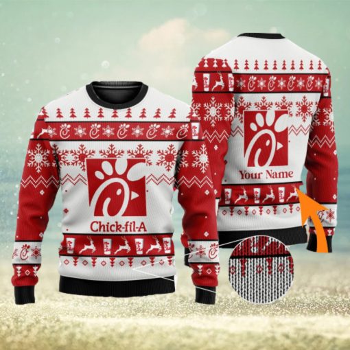 Personalized Name Chick fil A 3D All Over Printed Ugly Christmas Sweater Christmas Gift For Family