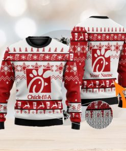 Personalized Name Chick fil A 3D All Over Printed Ugly Christmas Sweater Christmas Gift For Family