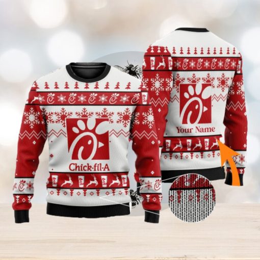 Personalized Name Chick fil A 3D All Over Printed Ugly Christmas Sweater Christmas Gift For Family