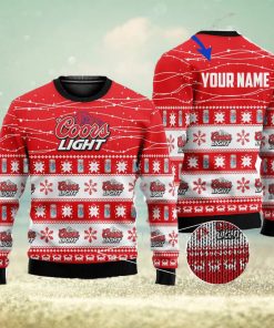 Personalized Name Coors Light Beer 3D All Over Printed Ugly Christmas Sweater Christmas Gift For Family