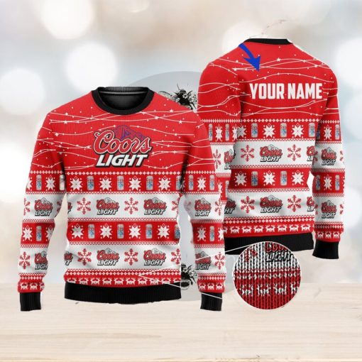 Personalized Name Coors Light Beer 3D All Over Printed Ugly Christmas Sweater Christmas Gift For Family