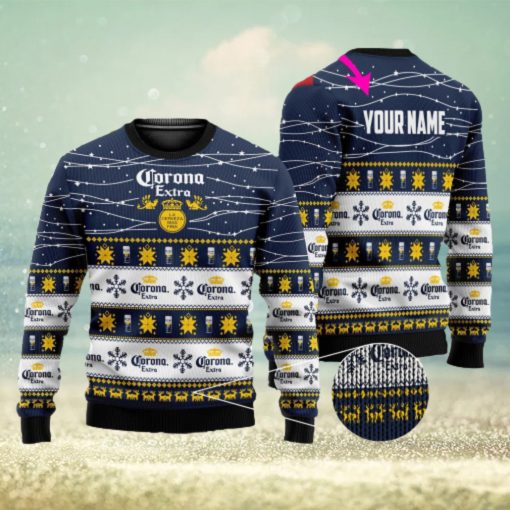 Personalized Name Corona Extra Beer 3D All Over Printed Ugly Christmas Sweater Christmas Gift For Family