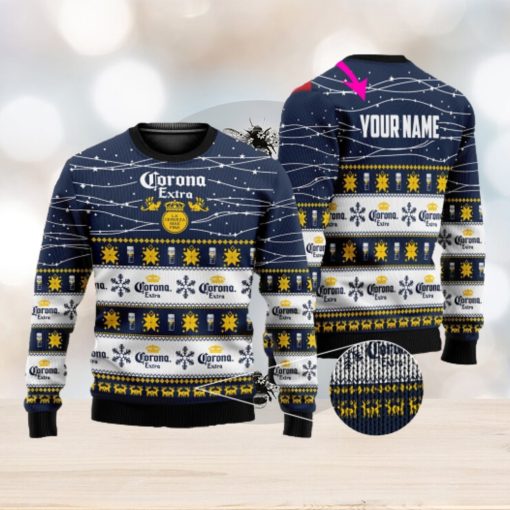 Personalized Name Corona Extra Beer 3D All Over Printed Ugly Christmas Sweater Christmas Gift For Family