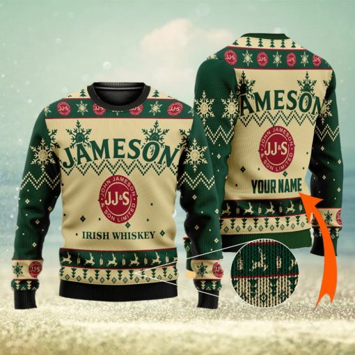 Personalized Name Jameson Whisky 3D All Over Printed Christmas Ugly Sweater Men And Women Gift