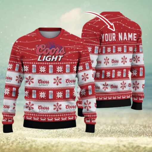 Personalized Name Twinkle Lights Coors Light Ugly Christmas Sweater Christmas Gift For Men And Women