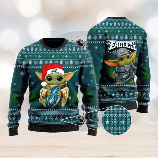 Philadelphia Eagles Baby Yoda Ugly Sweater Christmas