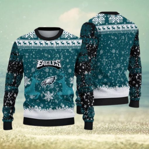 Philadelphia Eagles Christmas Reindeer All Over Print Angelic Knitted Sweater For Winter