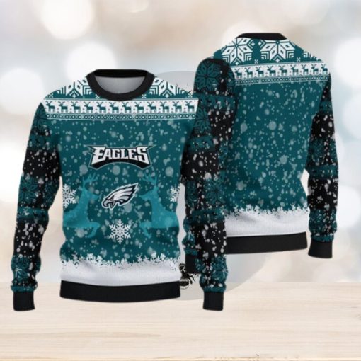 Philadelphia Eagles Christmas Reindeer All Over Print Angelic Knitted Sweater For Winter