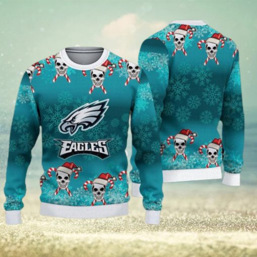 Philadelphia Eagles Christmas Skull 3D Rejoice Ugly Sweater