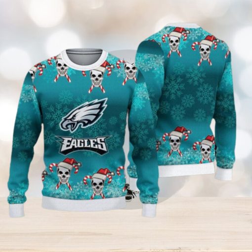 Philadelphia Eagles Christmas Skull 3D Rejoice Ugly Sweater