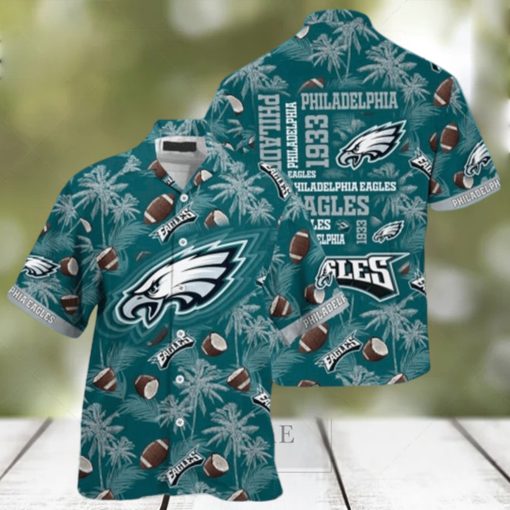 Philadelphia Eagles Hawaiian Shirt Coconut Tree Pattern Summer Vacation Gift