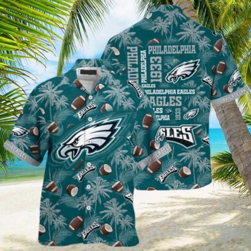 Philadelphia Eagles Hawaiian Shirt Coconut Tree Pattern Summer Vacation Gift