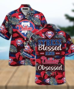 Philadelphia Phillies MLB Summer Hawaiian Shirt And Shorts, Stress Blessed Obsessed For Fans