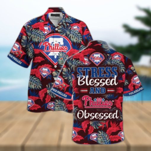 Philadelphia Phillies MLB Summer Hawaiian Shirt And Shorts, Stress Blessed Obsessed For Fans