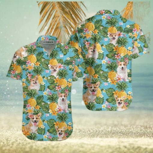 Pineapple Corgis Lover Leobees All Over Print Hawaiian Shirt