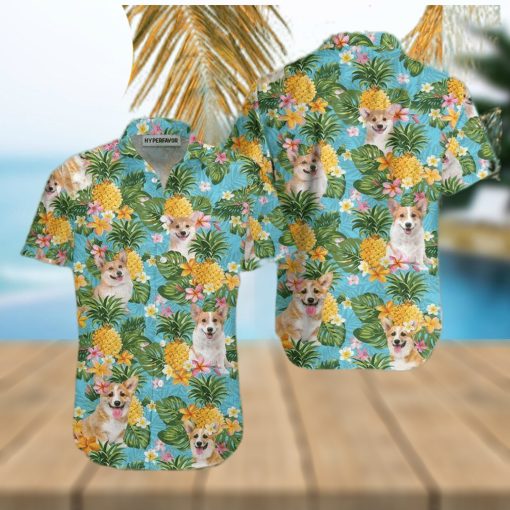 Pineapple Corgis Lover Leobees All Over Print Hawaiian Shirt