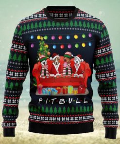 Pit Bull Friends On Red Sofa Ugly Christmas Sweater Thankgiving Gift Men Women