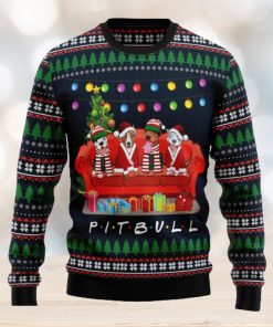 Pit Bull Friends On Red Sofa Ugly Christmas Sweater Thankgiving Gift Men Women