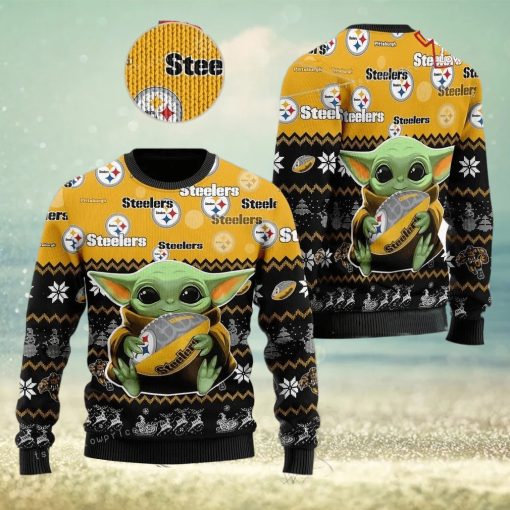 Pittsburgh Steelers NFL Baby Yoda Ugly Sweater Christmas Party