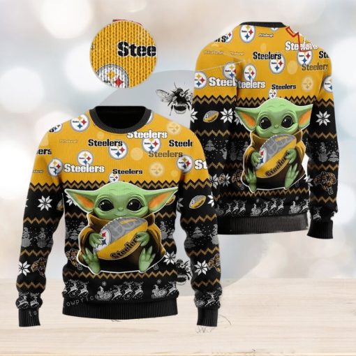 Pittsburgh Steelers NFL Baby Yoda Ugly Sweater Christmas Party