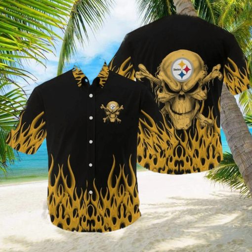 Pittsburgh Steelers NFL Skull Halloween Gift Fans Hawaiian Shirt For Men And Women