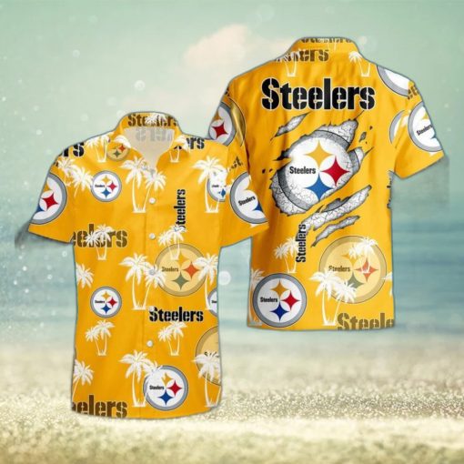 Pittsburgh Steelers Palm Tree Pattern Hawaiian Shirt Beach Summer Gift