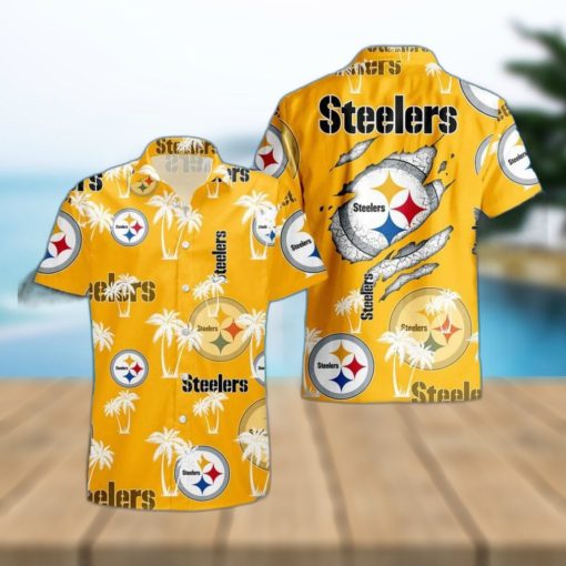 Pittsburgh Steelers Palm Tree Pattern Hawaiian Shirt Beach Summer Gift