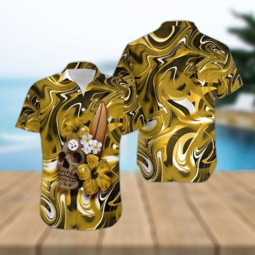 Pittsburgh Steelers Skull And Flower Hawaiian Shirt Gift For Halloween