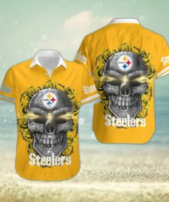 Pittsburgh Steelers Skull Carved Hawaiian Shirt Men Women Gift For Halloween