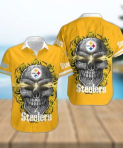 Pittsburgh Steelers Skull Carved Hawaiian Shirt Men Women Gift For Halloween