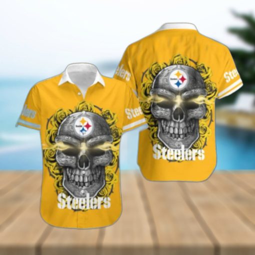 Pittsburgh Steelers Skull Carved Hawaiian Shirt Men Women Gift For Halloween