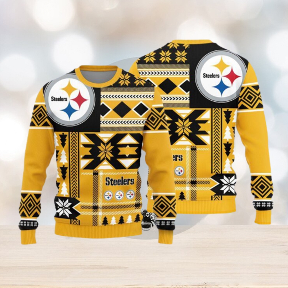 Pittsburgh Steelers Christmas Snow Heart Pattern Ugly Christmas Sweater