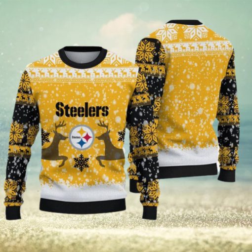 Pittsburgh Steelers Ugly Christmas Reindeer Xmas Sweater Gather Gift Mens Women