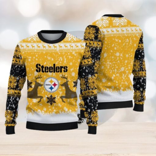 Pittsburgh Steelers Ugly Christmas Reindeer Xmas Sweater Gather Gift Mens Women