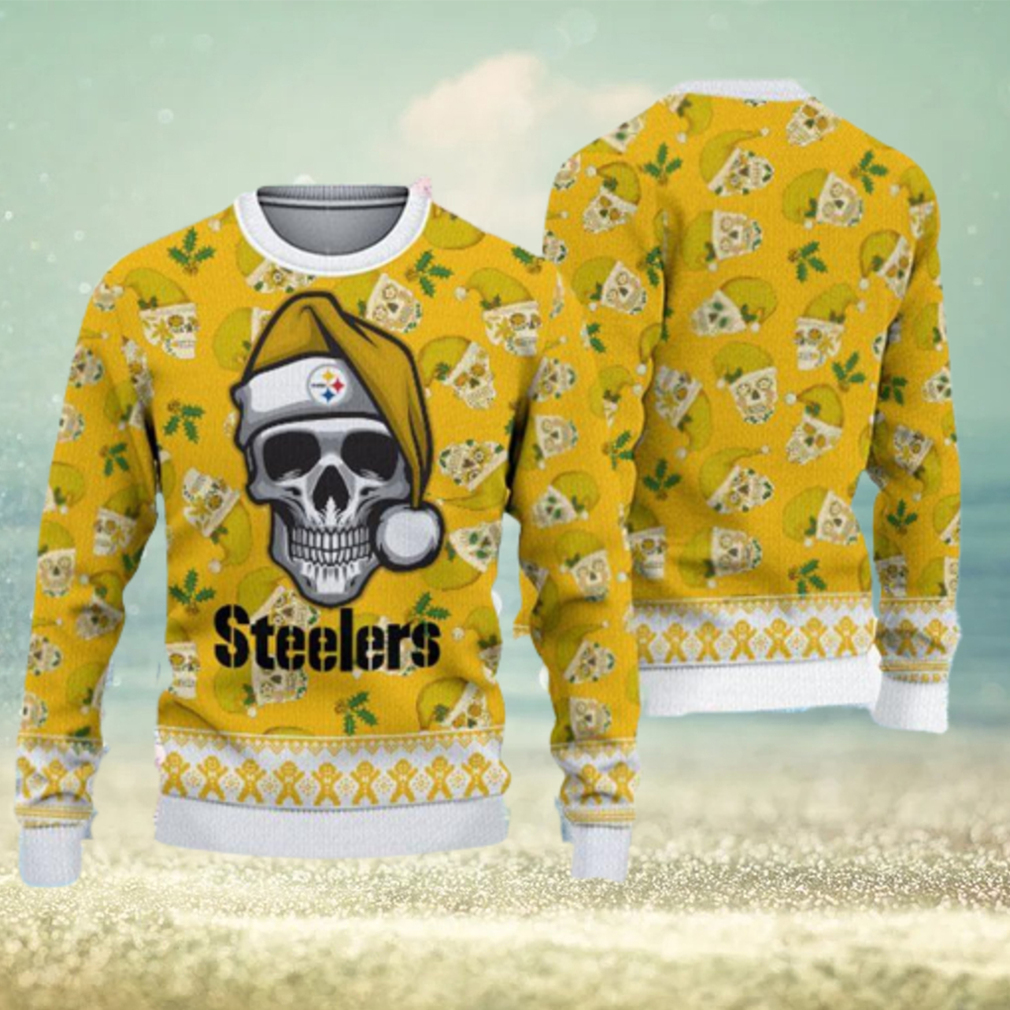 Pittsburgh Steelers Ugly Christmas Skull Xmas Sweater Holly Gift Mens Women  - Limotees