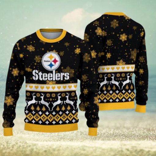 Pittsburgh Steelers Ugly Christmas Snow Xmas Sweater Wreath Gift Mens Women