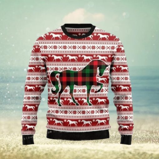 Plaid Horse Christmas Ugly Sweater Party