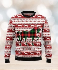 Plaid Horse Christmas Ugly Sweater Party