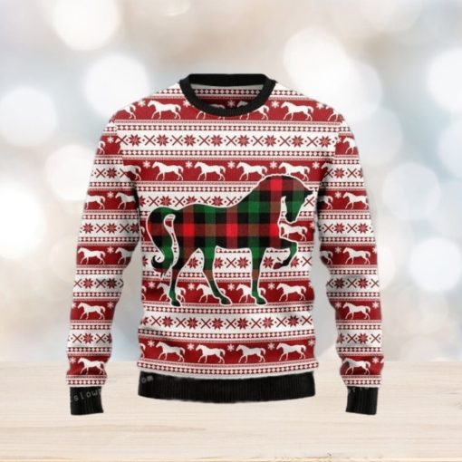 Plaid Horse Christmas Ugly Sweater Party