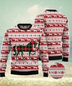 Plaid Pattern Horse All Over Printed 3D Ugly Christmas Sweater Christmas Gift For Men And Women