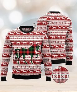 Plaid Pattern Horse All Over Printed 3D Ugly Christmas Sweater Christmas Gift For Men And Women