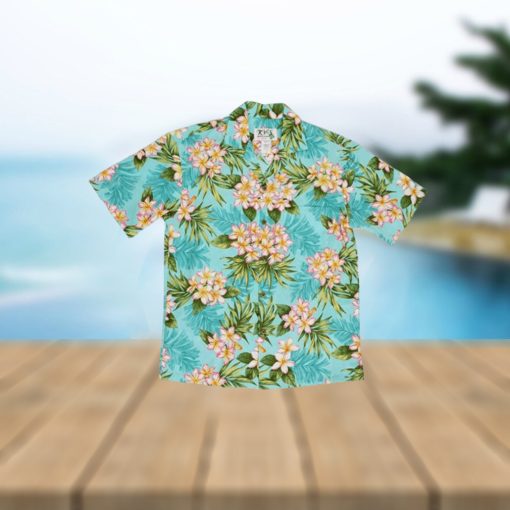 Plumeria Dream Green Cotton Poplin Men s Hawaiian Shirt