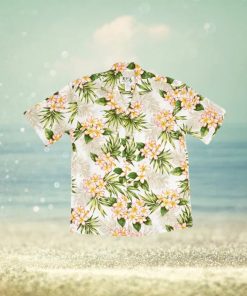 Plumeria Dream White Cotton Poplin Men s Hawaiian Shirt