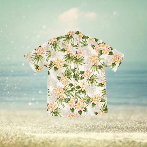 Plumeria Dream White Cotton Poplin Men s Hawaiian Shirt