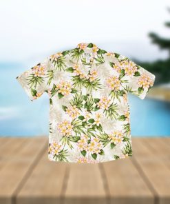 Plumeria Dream White Cotton Poplin Men s Hawaiian Shirt