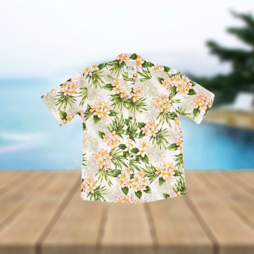 Plumeria Dream White Cotton Poplin Men s Hawaiian Shirt