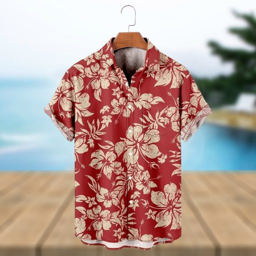 Plus Size Men s Hawaiian Shirts For Beach  Retro Floral Printed Short Sleeve Aloha Shirts  Oversized Casual Loose Tops For Summer