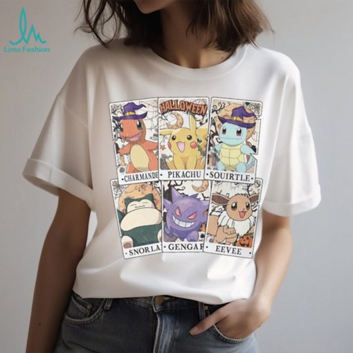 Pocket Monster Tarrot Card Halloween Shirt, Pikachu Eevee Snorlax Squirtle Halloween Shirt